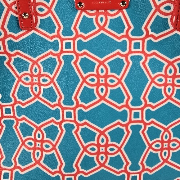 Kate Spade Moroccan Market Expandable Tote Bag In Turqouise/Flame Shoulder Bag - Picture 4 of 16